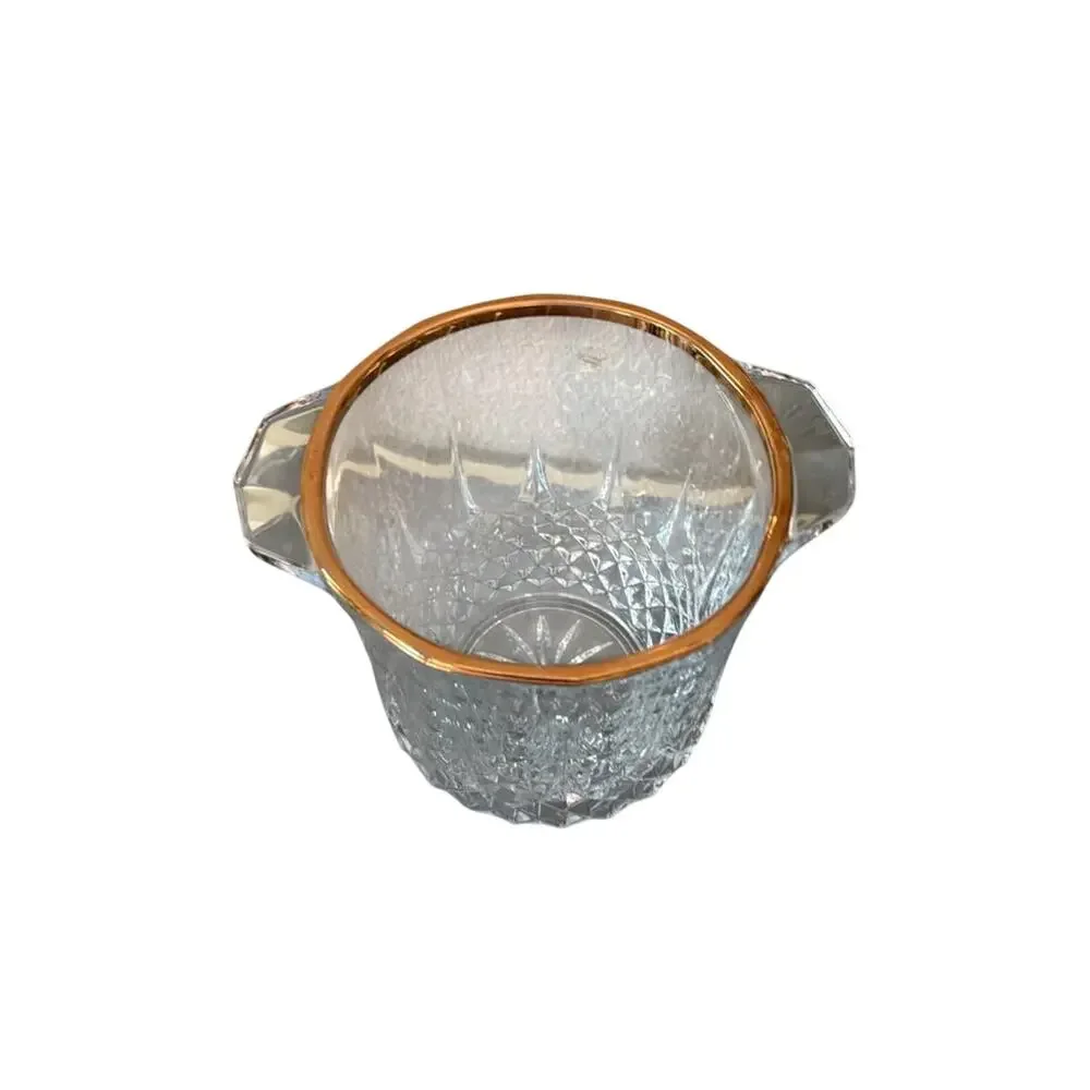 Vintage Cristal D’Arques France Crystal Ice Bucket 24k Gold Rim Champagne Wine